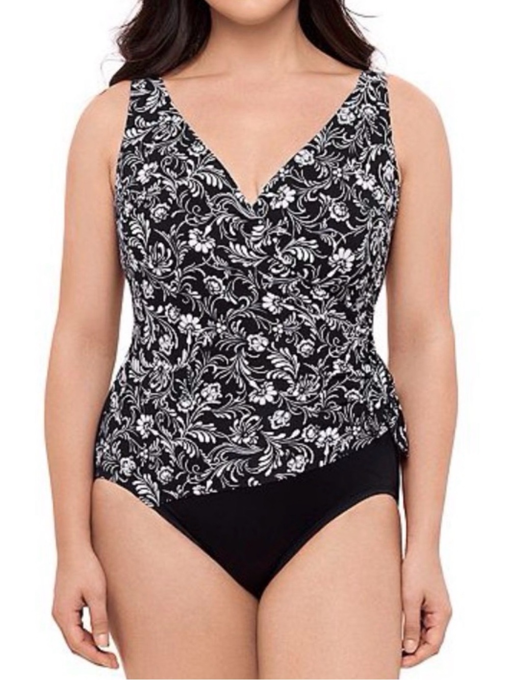 Great Lengths Women’s Black & White Floral One-Piece Swim Suit - Size 10 - Picture 2 of 14